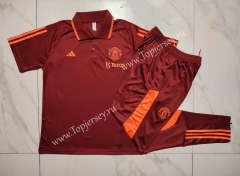 2023-2024 Manchester United Maroon Thailand Polo Uniform-815