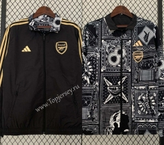 (S-3XL) 2024-2025 Arsenal Black&Gray Double-Sided Wear Thailand Trench Coats-0255