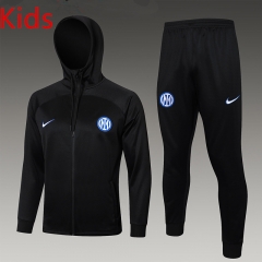 2024-2025 Inter Milan Black Kids/Youth Soccer Jacket Uniform With Hat -815