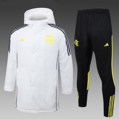(Yellow Logo) 2024-2025 Flamengo White Cotton Coat Uniform With Hat-815