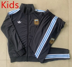 25-26  Retro Version Argentina Dark Gray  Kids/Youth Soccer Jacket Uniform-815