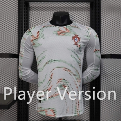 Player Version 2025-2026 Portugal Away White LS Thailand Soccer Jersey AAA-888