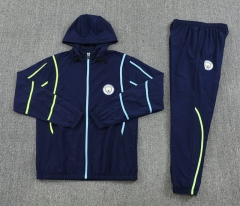 25-26  Manchester City Royal Blue Thailand Soccer Coat Uniform With Hat-7411