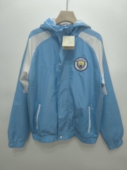 2025-2026 Manchester City Light Blue Thailand Trench Coats With Hat-0255
