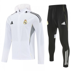 25-26 Real Madrid White Thailand Soccer Coat Uniform With Hat-4627