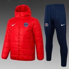 25-26 Paris SG Red Thailand Soccer Cotton Coat Uniform With Hat-815