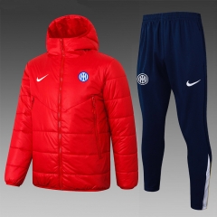 25-26 Inter Milan Red Thailand Soccer Cotton Coat Uniform With Hat-815