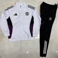 25-26 Manchester United White Thailand Soccer Jacket Uniform-4627