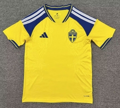 (S-4XL) 26-27 Sweden Home Yellow Thailand Soccer Jersey AAA-512