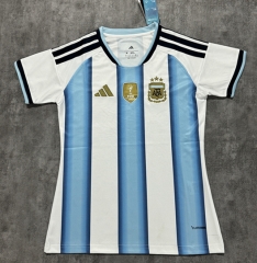 (S-4XL) 26-27 Argentina Home Blue and White Women Thailand Soccer Jersey AAA-4506