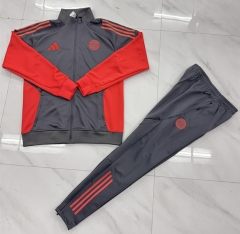 25-26 Bayern München Grey&Red Soccer Jacket Uniform-4627