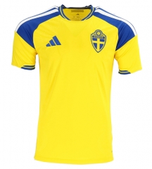 (S-4XL) 26-27 Sweden Home Yellow Thailand Soccer Jersey AAA-8025