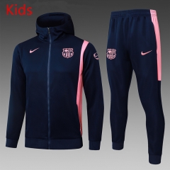 25-26 Barcelona Cyan Kids/Youth Soccer Jacket Uniform With Hat-815