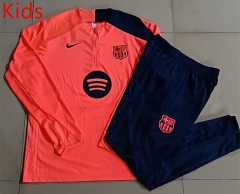 25-26 Barcelona Orange Kid-Youth Soccer Tracksuit-815