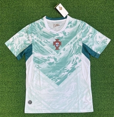 (S-4XL) 26-27 Portugal Away White&Green Thailand Soccer Jersey AAA-403