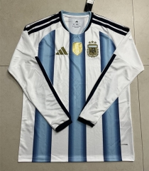 (S-4XL) 2026 World Cup Argentina Home Blue and White LS Thailand Soccer Jersey AAA-422