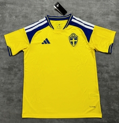 (S-4XL) 26-27 Sweden Home Yellow Thailand Soccer Jersey AAA-4506