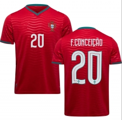 (S-4XL) 2026 World Cup Portugal Home Red (F.Conceição #20) Thailand Soccer Jersey AAA
