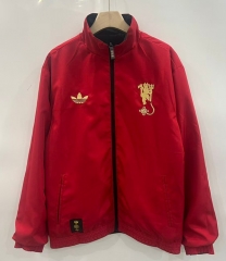 25-26 Manchester United Chinese knot Red&Black Double-sided Thailand Soccer Trench Coats-0255