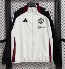 (S-3XL) 25-26 Manchester United White Thailand Waterproof Trench Coats-7209
