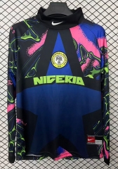 26-27 Nigeria Goalkeeper Blue&Black LS Thailand Soccer Jersey AAA-2044
