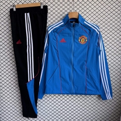 25-26 Manchester United Blue Thailand Soccer Coat Uniform-2315
