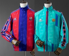 Retro Version 96-97 Barcelona Red&Blue Double-sided Embroidered Thailand Trench Coat-0255