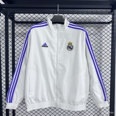 (S-3XL) 26-27 Real Madrid White&Purple Double-sided Thailand Soccer Trench Coats-8430
