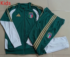 26-27 Italy Dark Green Kids/Youth Soccer Jacket Uniform-815