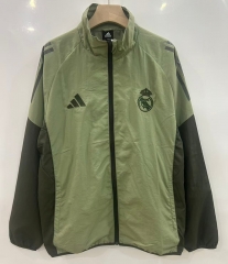 25-26 Real Madrid Pea Green Thailand Embroidered Trench Coats-0255