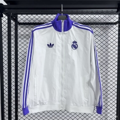 (S-3XL) 26-27 Retro Version Real Madrid White&Purple Double-sided Thailand Soccer Trench Coats-8430