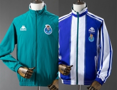 Retro Version 1998 Porto Green&Blue&White Embroidered Double-sided Embroidered Thailand Trench Coat-0255