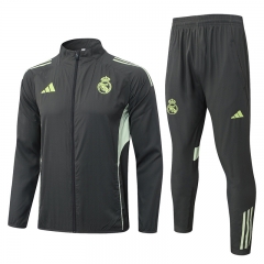 25-26 Real Madrid Grey&Green Thailand Soccer Coat Uniform-815