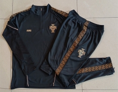 26-27 Portugal Black Thailand Soccer Tracksuit-815