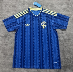 (S-4XL) 26-27 Sweden Away Blue Thailand Soccer Jersey AAA-4506