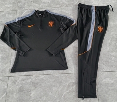 26-27 Netherlands Black Thailand Soccer Tracksuit-411