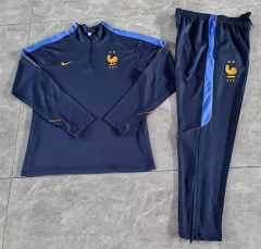 26-27 France Royal Blue Thailand Soccer Tracksuit-411