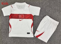 26-27 Turkey Away White&Red Kids/Youth Soccer Uniform-7809