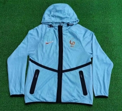 (S-3XL) 26-27 France Blue Thailand Trench Coats With Hat-2044