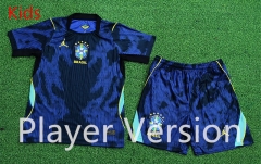 Player Version 26-27 Brazil Away Blue Kids/Youth Soccer Uniform-9926