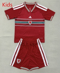 26-27 Wales Home Red Kids/Youth Soccer Uniform-AY